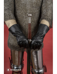 Guantes medievales de cuero negro, varias tallas 2