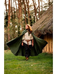 Middeleeuwse groene katoenen cape, model Frantz