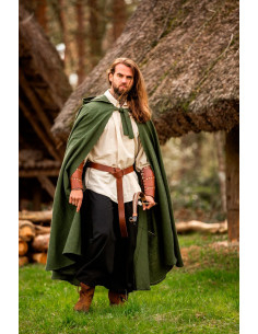 Middeleeuwse groene katoenen cape, model Frantz 2