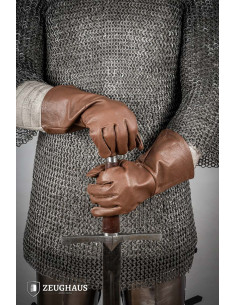 Guantes medievales de cuero marrón, varias tallas 2