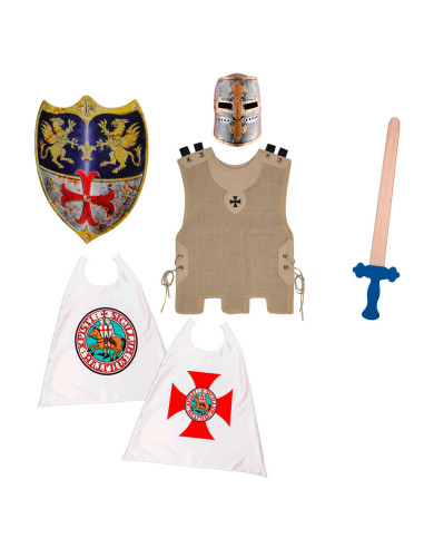 Templer-Ritter-Paket: Schwert, Schild, Helm, Brustpanzer und Umhang