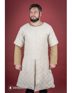Mittelalterlicher Kurzarm-Gambeson, naturfarben