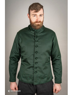 Middeleeuws katoenen doublet Arming-model, groen
