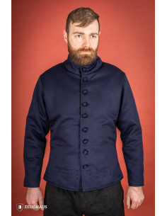 Middeleeuws katoenen doublet Arming-model, blauw