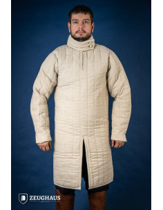 Middelalderlig 1200-tals gambeson i bomuld, naturlig farve