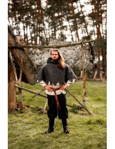 Gugel medieval en lana modelo Henri, gris 2