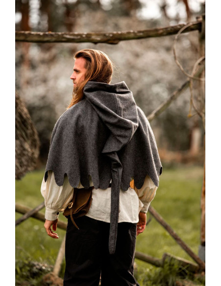 Middelalderlig Gugel i uld Henri...