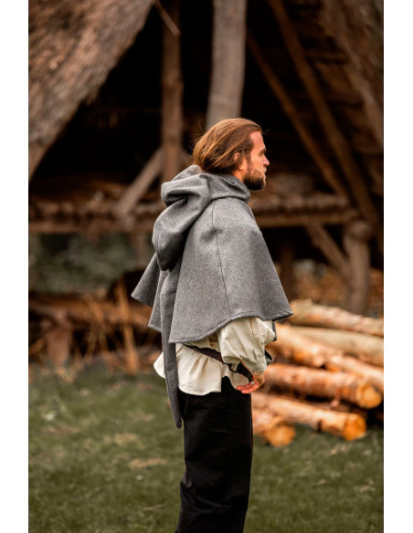 Gugel medieval de lana modelo Paul, gris