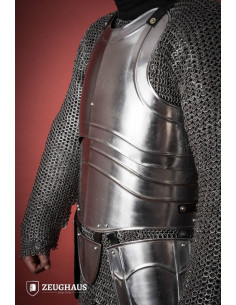 Coraza medieval guerrero con escarcelas acero pulido 2