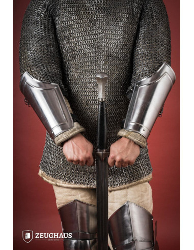 Brazaletes medievales guerrero acero pulido (27 cm.)