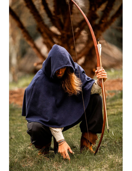 Gugel medieval de lana modelo Paul, azul