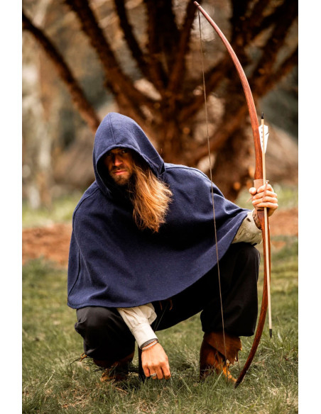 Gugel medieval de lana modelo Paul, azul