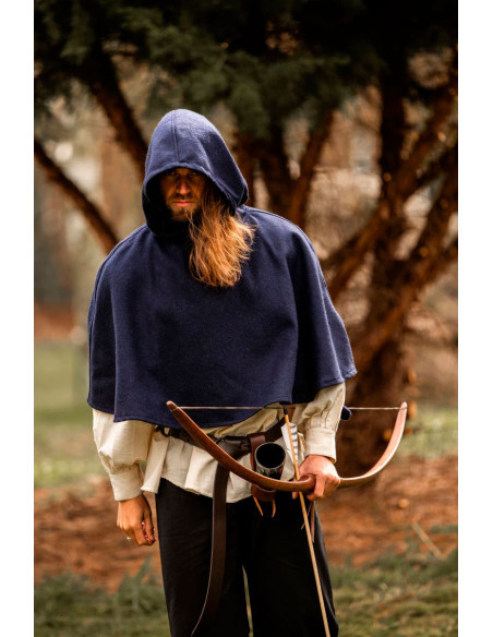 Gugel medieval de lana modelo Paul, azul