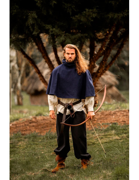 Gugel medieval de lana modelo Paul, azul