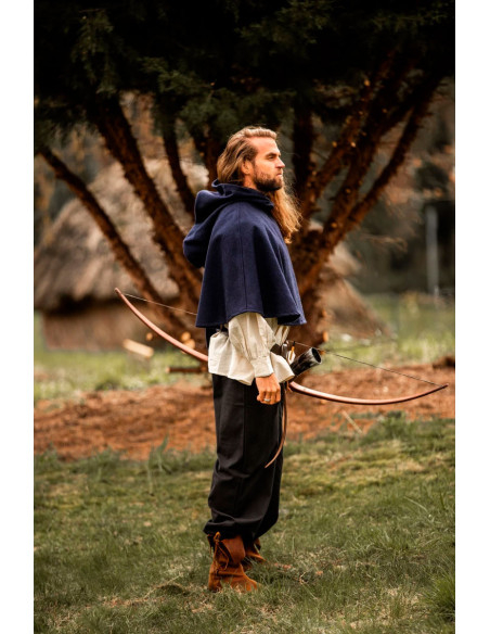 Gugel medieval de lana modelo Paul, azul