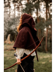 Gugel medieval de lana modelo Paul, marrón oscuro