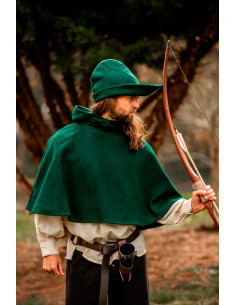 Gugel medieval de lana modelo Paul, verde