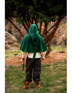 Gugel medieval de lana modelo Paul, verde 2