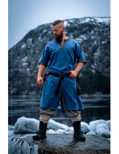 Túnica vikinga manga corta Richard, azul cielo