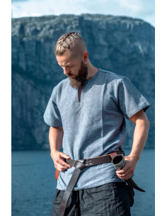 Túnica vikinga manga corta Edmund, azul gris