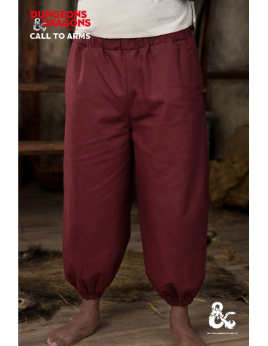 Pantalones medievales de monje, color burdeos