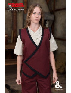 Chaleco medieval de monje, color burdeos-negro