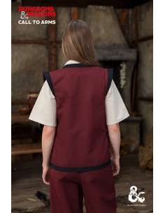 Chaleco medieval de monje, color burdeos-negro 2