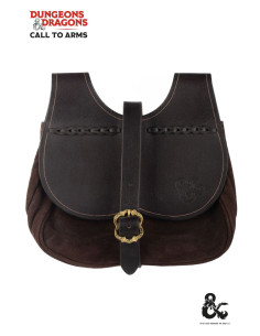 Bolso medieval en cuero modelo Kidney, color marrón