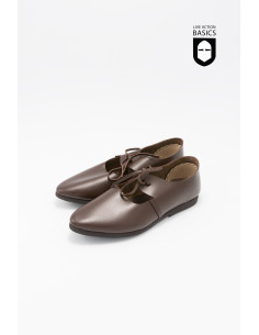 Zapatos medievales cuero para mujer, cierre frontal