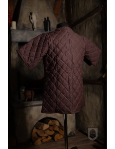 Mittelalterlicher gepolsterter Kurzarm-Gambeson, braun 2