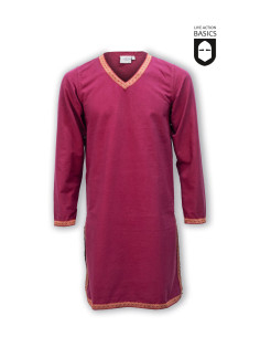 Túnica medieval larga en algodón, rojo