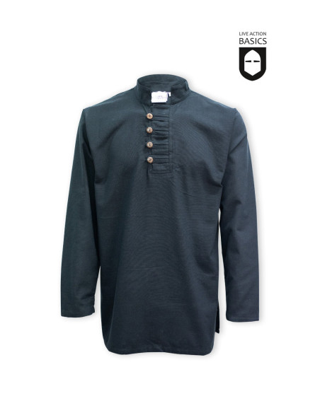 Camisa medieval de botones, color negro
