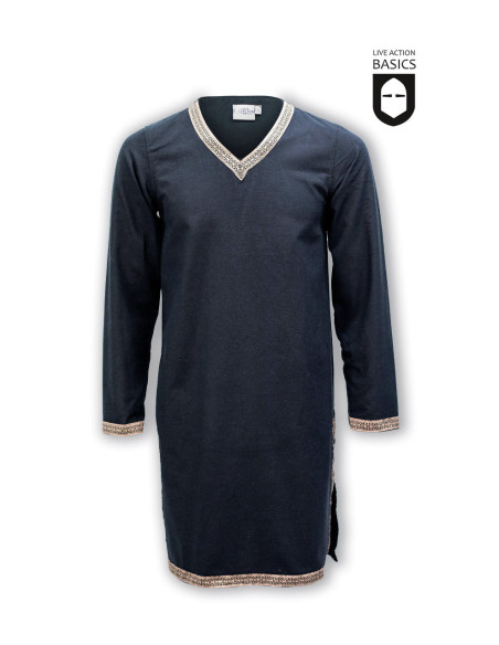 Túnica medieval larga en algodón, negro