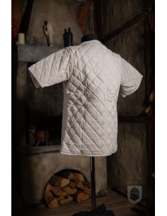 Mittelalterlicher gepolsterter Kurzarm-Gambeson, naturweiß 2