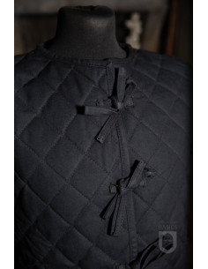 Gambesón medieval acolchado manga corta, negro 2