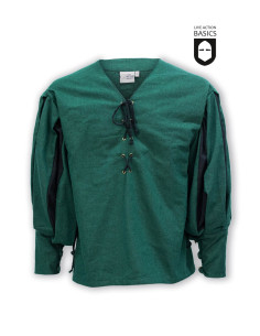Camisa medieval de Lansquenete, verde-negro