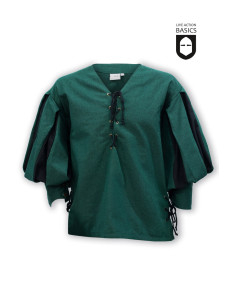 Camisa medieval de Lansquenete, verde-negro 2