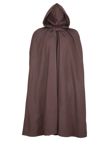 Basic middeleeuwse cape met capuchon, bruin en zwart