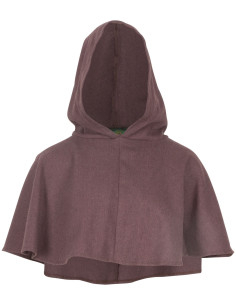 Mittelalterliche Gugel aus brauner und schwarzer Baumwolle
