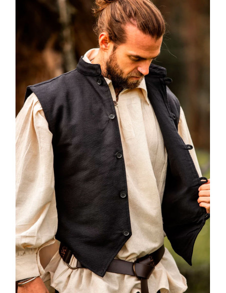 Middelalderhåndstrikket vest Irvin, sort