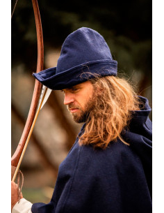 Robin Hood muts van blauwe wol