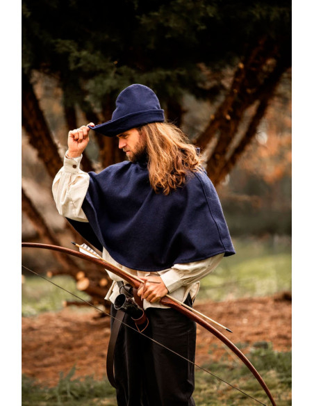 Robin Hood hat i blåt uld