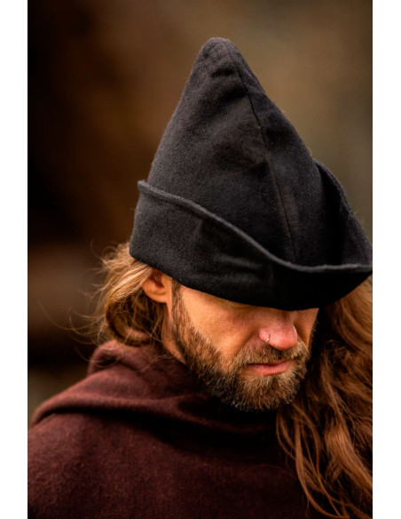 Robin Hood-Mütze aus schwarzer Wolle