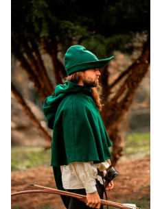 Gorro de Robin Hood en lana de color verde