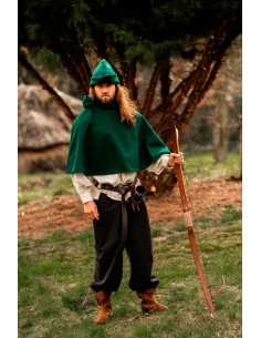 Gorro de Robin Hood en lana de color verde 2