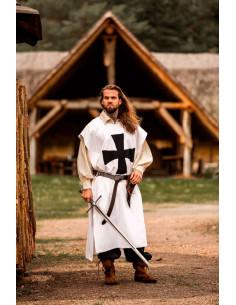 Knights Templar Tunika, Hvid/Sort 2