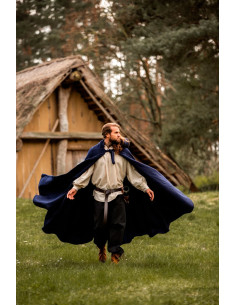 Lange middeleeuwse cape model Boil, blauw 131 cm. 2