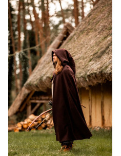 Capa medieval larga modelo Hervir, marrón 131 cm.