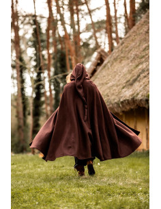 Capa medieval larga modelo Hervir, marrón 131 cm. 2