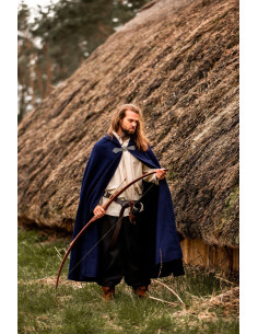 Capa medieval de lana modelo Tjark, color azul